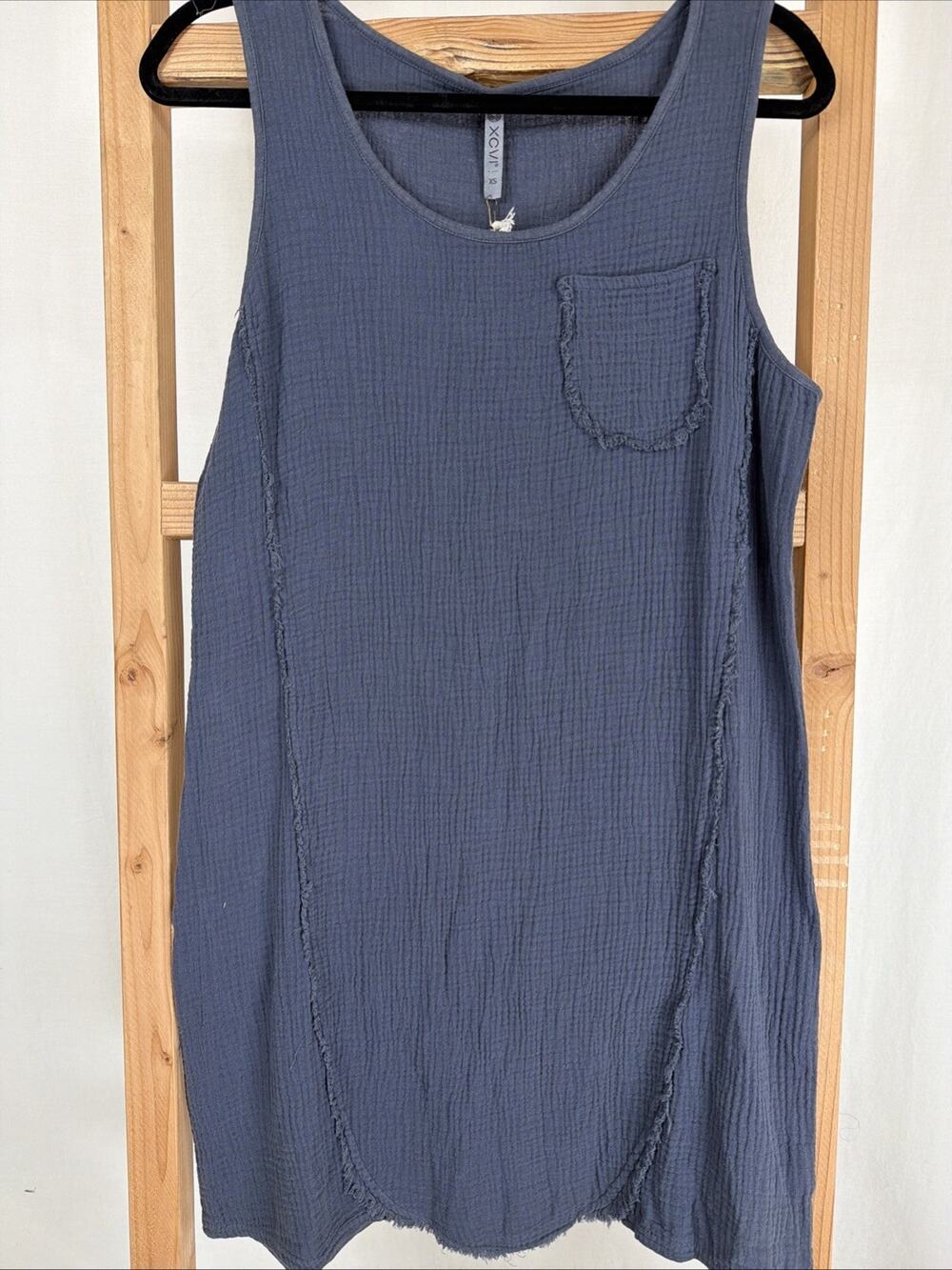 NWT XCVI Gray Scoop Neck Gauze Midi Tank Dress #1198 Size XS